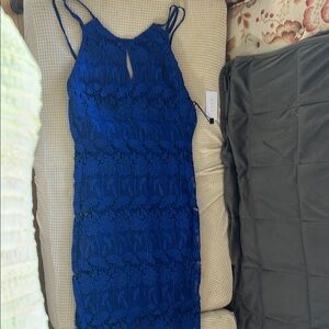 Strappy lined lace dress perfect for a wedding